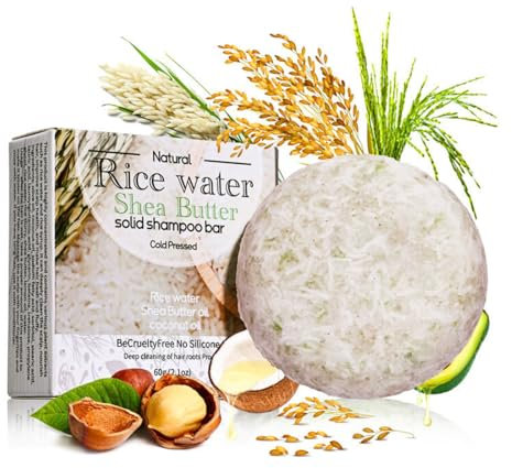 Rice Water Shampoo Soap, Anti Dandruff Shampoo Bar, Rice Water Shampoo Bar for Hair Growth, Natural Shampoo Soap Cleanse Moisturize Nourish Strengthen, Shampoo For Greasy Hair, Handcrafted Shampoo