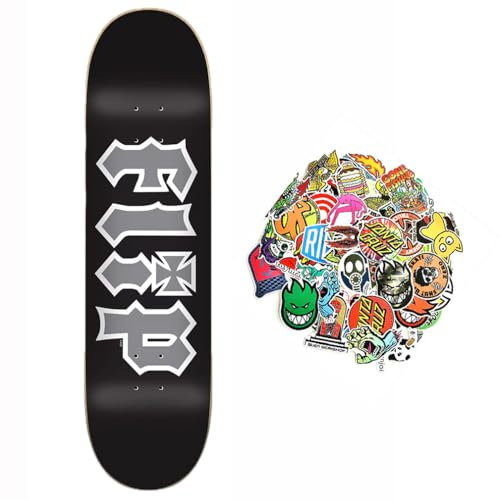 FLIP Skateboard 8.25 GRIP INKLUSIVE + 20 Sticker (Flip Logo Black, 8.25)