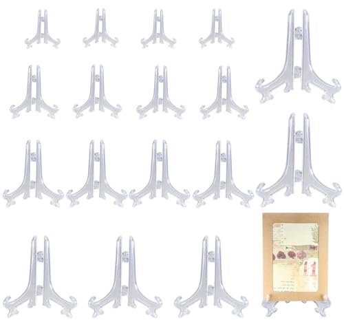 JRJRN 18 Supporto Porta Piatti da Esposizione, 5 Dimensioni Reggi Piatti da Esposizione, Multifunzionale Portapiatti Pieghevole, Supporti Portapiatti Cavalletto Trasparente per Medaglia Scheda Moneta