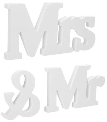 Mr & Mrs Deko Hochzeit Holz Mr und Mrs Hochzeitsdeko Geschenk Deko Hochzeit für Liebhaber Mr and Mrs Hochzeitsdeko für Hochzeitstag Tischdeko Hochzeit Deko Hochzeitsdeko Tisch Valentinstag (Weiß)