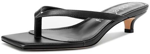 NobleOnly Femmes Ouvert Carré Bout Bas Kitten Talon Heel Sandales Décontracté Party Dress Été Slip-on Sandales 3.5 CM Heels Noir 36 EU
