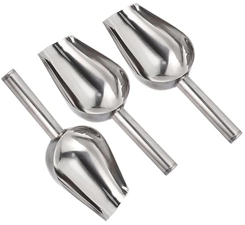 STOBAZA Juego De 3 Palas Multiusos De Acero Inoxidable Para Hielo Harina Y Granos Cucharas Prácticas Para Servir Dulces Arroz Y Postres (9.64X3.74X2.24 Pulg)