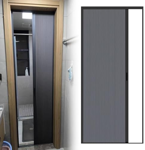 RENLXFI Concertina Door 60 65 70 75 80 85 90 CM Wide Bathroom Concertina Door, Customizable Size Internal Folding Doors With Accessories, No Drilling Room Divider Sliding Door(60x200cm/23.6x78.7in)