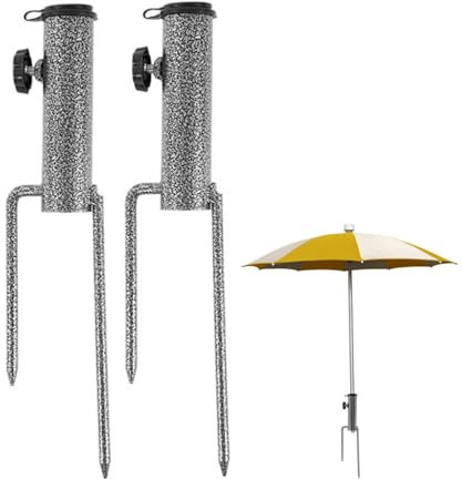 Parasollstativ och stöd parasollhållare strandparaply sandankare 2 st kraftiga markspikar för justerbart paraplyställ och stödhållare