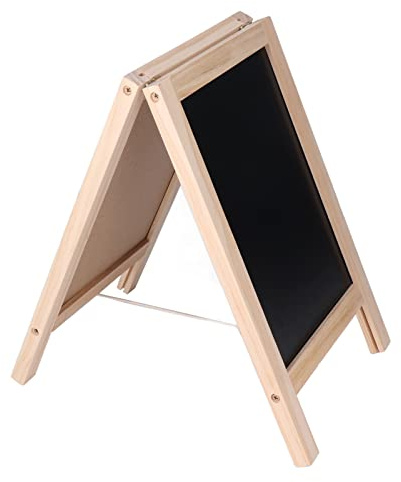 RIZGHWOY Double Sided Black Wood Painting 19x30Cm With Frame Portable Stand Includes Eraser Marker Chalk For Kids Art Classroom