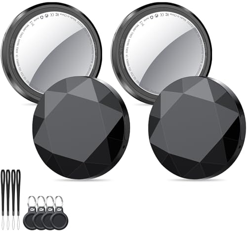 Air Tracker Tag 4 pezzi Nero, Bluetooth Trova Oggetti Compatibile con Apple Dov'è (solo iOS), Smart Tracker Localizzatore per Bagagli/Borse/Portafogli/Zaini, Chiavi Tag Tracking, Batteria Sostituibile