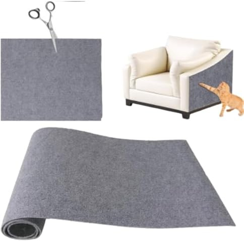 Self-Adhesive Cat Scratching Mat, 30×100cm Trimmable Cat Scratch Protector | DIY Anti Scratch matt for cats, Climbing Scratching Pad for Furniture, Walls & Sofas, Grey