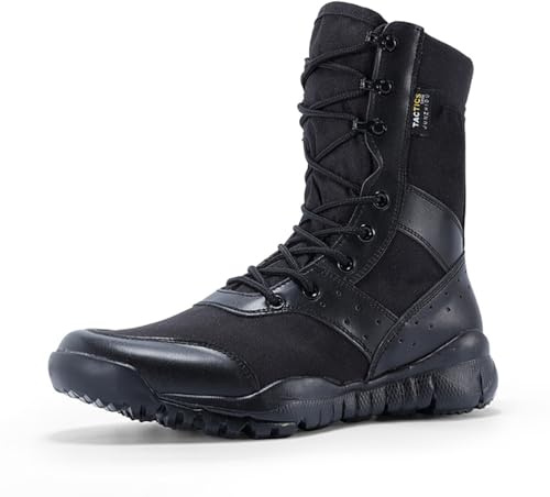 Minetom Stivali Militari Uomo Scarponi Tattici Anfibi Leggeri Da Combattimento Stivaletti Moto Boots Con Lacci A2 Nero 46 EU