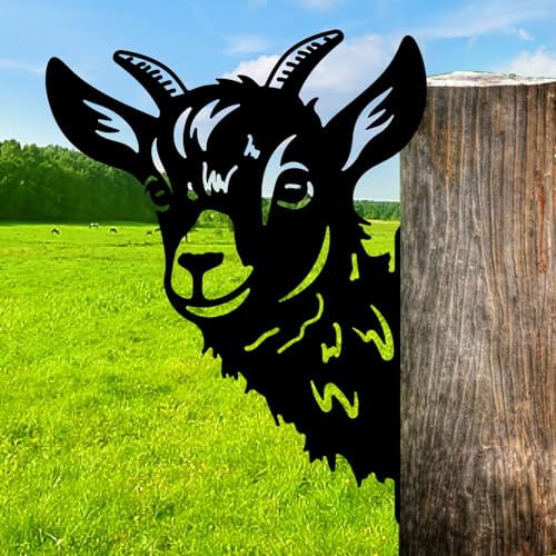 CREATCABIN Decorazione Parete Metallo A Forma Capra Sagoma Animale Decorazione Parete Ferro Nero Rustico per Fattoria Pecore Recinzione Giardino Cartello Ritagliato Ornamento Appendere 30 x 24.5cm