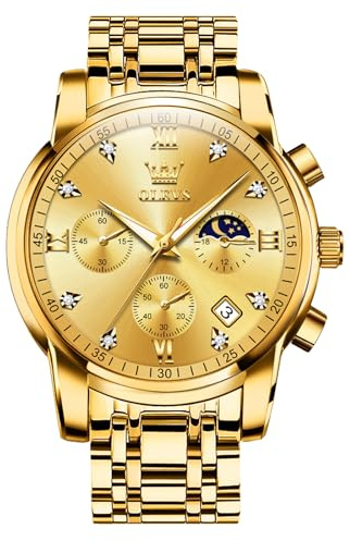 OLEVS Men's Chronograph Watches, Stainless Steel Analogue Dress Quartz
