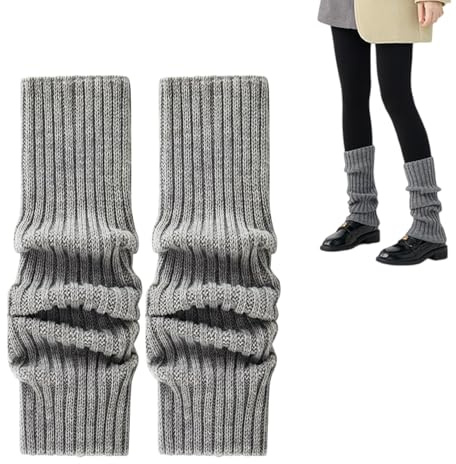 ZHUDAZHAO Scaldamuscoli da donna, scaldamuscoli invernali, scaldamuscoli per gambe a maglia, per bambini a maglia Y2k, scaldamuscoli per gambe in cotone, per ragazze e donne, grigio., M