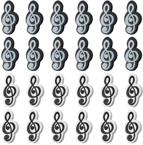 SyiXute 24 Piezas Goma de Borrar con Forma de Música,Lápiz Goma Borrar,TPR Mini Borradores para Papelería Escolar de Oficina en Casa,Recompensas de Clase