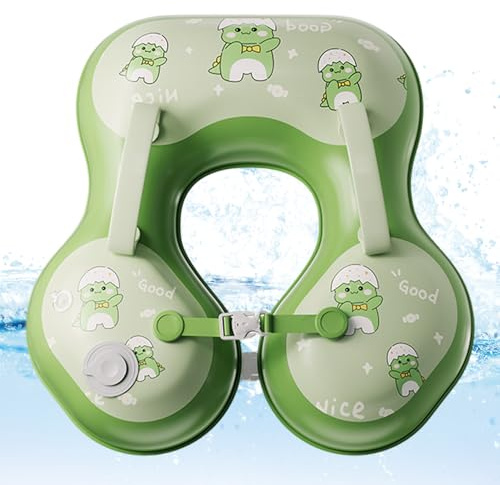 Baby Pool Float, Inflatable Swim Ring with Shoulder Strap for Babies 6 Months-3 Years, PVC Swimming Float, Green