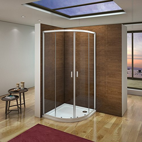 Mampara Semicircular Cabina de Ducha Puerta Corredera Gris Mate Vidrio Templado 5 mm Curva Italiana 80x80x185cm