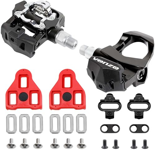 VENZO Sealed Fitness Exercise Indoor Bike Bicycle Pedals & Cleats - Compatible with Peloton, Look Delta & for Shimano SPD 9/16