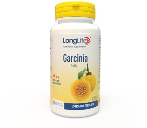 LongLife® Garcinia 500mg | Integratore di garcinia titolato al 60% | 100 capsule | Senza glutine e vegano