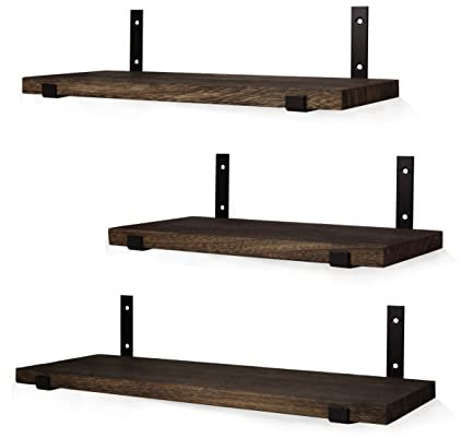 WONOSS Wandregal schwebend | Schweberegal aus Holz mit Regal-Halterung | 3er-Set Regale für Wände für Küche, Badezimmer, Wohnzimmer, Schlafzimmer, Büro usw.