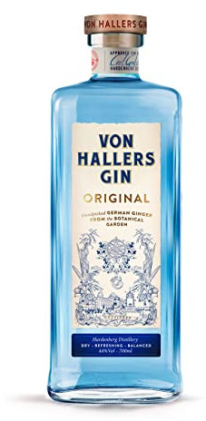 VON HALLERS GIN Original I London Dry Gin I Handgepflückte Botanicals aus dem botanischen Garten in Göttingen I Erfrischender Gin mit Zitrusnote und Kalamus I 44% Vol. I 0,7 l