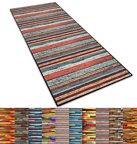 RYNS Küchenteppich Flurläufer 120x460cm Hochwertige Verarbeitung strapazierfähig Handwebteppich Läufer Fleckerl Teppich Anpassbar Teppichläufer Meterware für Korridor, Schlafzimmer, H
