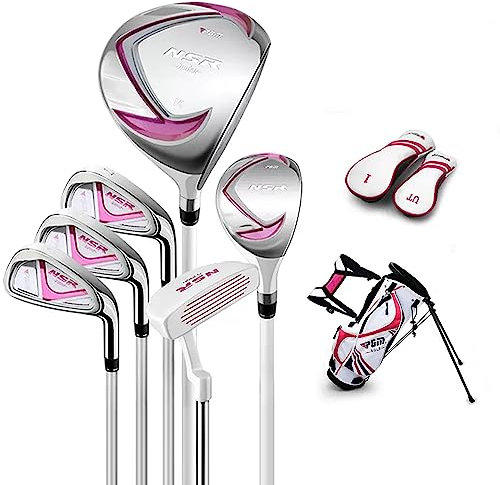 PGM Golfschläger-Set – Junior komplettes Golfschläger-Set für Kinder – Rechtshänder – Fahrer (#1), Hybrid, Eisen (#7, #9, #S), Putter, Golftasche