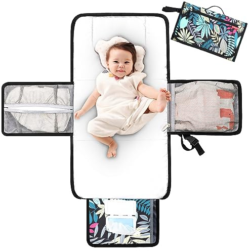 Lekebaby Fasciatoio portatile per bambini, da viaggio, con tasca e cuscino, colore: blu
