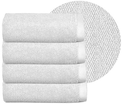 BEAUTEX Handtuch-Set Premium Frottier Sets Made in Europe, 100% Baumwolle 550g/m², Oeko-TEX Zertifiziert (Set: 4 Gästetücher - 30x50 cm in Weiß)