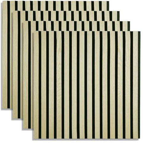 Homestyle4u Akustikpaneele Holz 60x60 cm 4 Paneele Wandpaneele Akustikplatten 4er Set Wandverkleidung Innen Dekopaneele