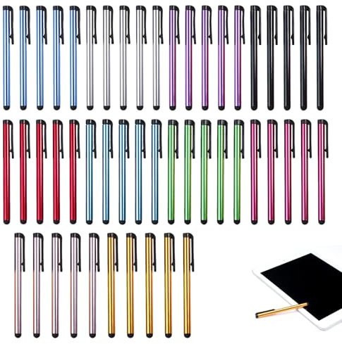 50 Stück Stylus Stift, Universal Eingabestift, Touch Pen mit Clip Design, Touchscreen Stift für Tablets, iPad Mini, iPad Pro, iPad Air, Smartphones, Samsung Galaxy – Mehrere Farben