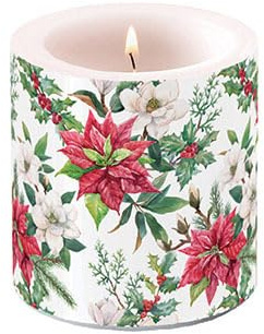 Ljus jul julstjärna elegant som bordsdekoration. Motivljus runt litet för det dukade bordet Ø 7,5 x 9 cm