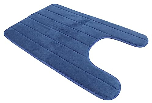 CAXUSD Alfombrilla u Forma para Inodoro De Coral Fleece Cojín Antideslizante Absorbente para Cuarto De Baño Alfombra Suelo WC Azul Marino
