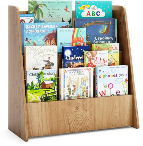COSTWAY Libreria Infantil Montessori, Biblioteca Infantil de 4 Niveles, Estantería Libros Infantil con Almacenamiento Trasero para Guardería, Aula, Jardín de Infancia, 57,5 x 26,5 x 59 cm