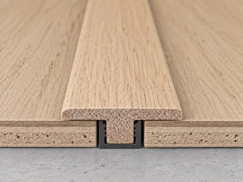 Project DIY® Solid Oak T-Profile Threshold Bar | 50x15mm Oak Transition Profile for Flooring | Covers Expansion Gaps | 0.9m Length | Height Adjustable 14mm-18mm (Unfinished (No Oil Finish)