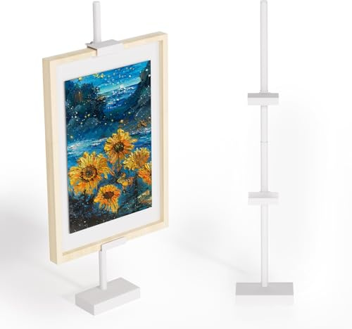 Cathyeen Adjustable Tabletop Picture Frame Stand - Up to 29 Height, Frame Holder Stand Table Easels for Display, Metal Standing Easel Display Stand for Picture Frames, Artwork, Canvas (White)