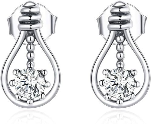 WACEH Jewelry Sterling Silber Schmuck, Original -Design S925 Sterling Silber Kleiner Glühbirnen Diamantohrringe 925 Solid Silber Creative Nischentemperamentohrringe Necklace