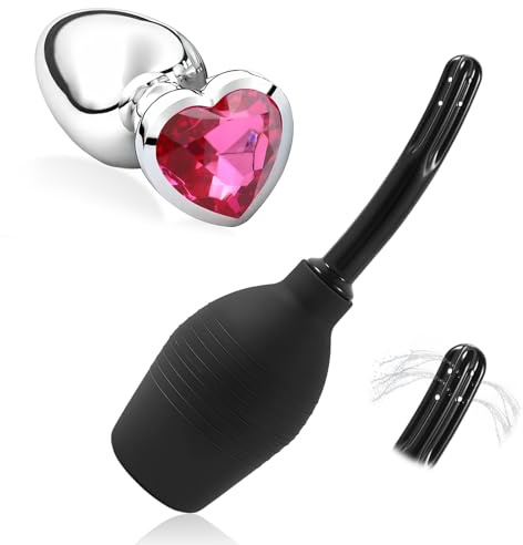 Clistere in Silicone+Plug Anale Kit,Doccia Anale per Uomini e Donne,Silicone Doccia Sanitaria Morbida Confortevole,Riutilizzabile Kit di Lavaggio in Gomma,Peretta rettale adulti per il lavaggio