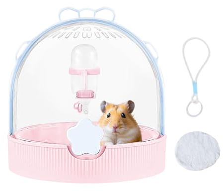 Small Animal Transport Box Dwarf Hamster Travel Cage Hedgehog Transport Container - Clear Pet Accessories with Water Bottle for Hedgehog Ferrets Mice Chinchilla Camping Holiday Travel - For Outdoor