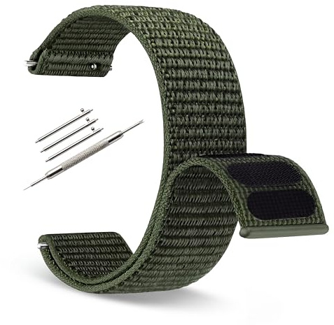 HORACE Klockarmband med kardborre 20 mm 22 mm – Elastiskt, Mjukt, Andningsbart, Snabbfäste – Unisex – Kompatibelt med Garmin och smartklockor