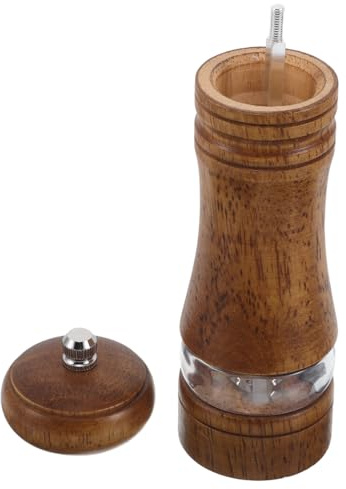 SMASOLO Moulin à Poivre Manuel 15 Cm en Bois avec Manivelle, Pot à Épices Transparent Réglable pour Mouture Fine ou Grossière, Outil la Cuisine Polyvalent pour Poivre, Sel