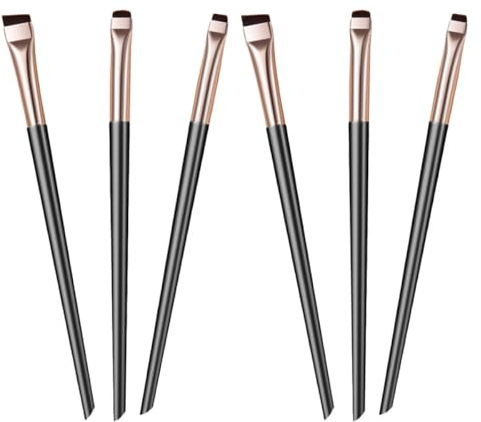 Generic Pinceles Delineadores de Ojos Precisión Fina 6 Piezas Negro Dorado, Juego de Pinceles Maquillaje Ojos Profesional para Contorno y Delineado, Adecuado para Uso Personal y Obsequio