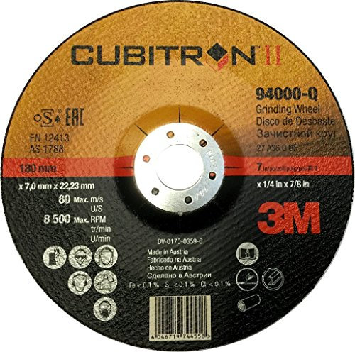 3 M ™ Cubitron ™ II Disque à ébarber 2e génération, 180 mm, 7 mm, 22,23 mm, 36 +, Type 27, 10 pièces/carton