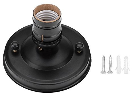 E26/E27 Soporte de base de luz de techo/pared con tornillo, soporte de base de lámpara de techo industrial vintage, accesorios de iluminación adecuados para cocina, cafetería, bar(Negro)