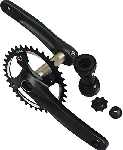 GANOPPER 34T 1X Mountian Bicycle Crankset Singlespeed MTB Cranks Arm Set 104mm BCD Road Bike Chainset with Narrow Wide Chainring Bolts