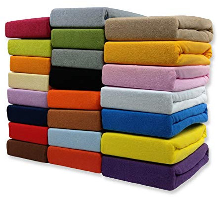 FROTTEE Spannbettlaken Spannbetttuch Bettlaken mit Gummizug in vielen Größen und Farben (Rot, 80 x 160 cm)