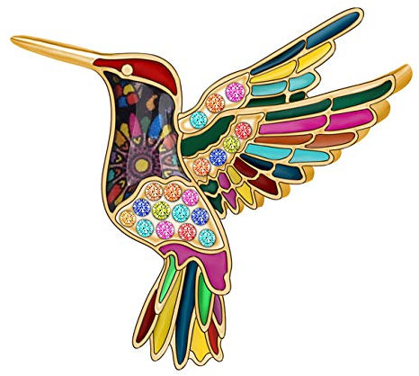 WEVENI Broche colibri en alliage émaillé et strass pour écharpe, costume, robe, bijoux cadeaux pour femme et fille (multicolore, plaqué or, acier inoxydable), Métal Strass Métal émail Strass