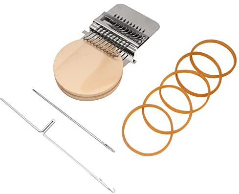 Kleines Webwerkzeug vom Typ Webstuhl-Speedweve, DIY Stopfwerkzeuge mit Kunststoffscheiben 14/28/42 Haken, Holz Praktische Stopfmaschine Webstuhl Mini Rainbow Webstuhl Flechten Patching Machine