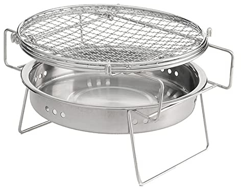 Parrilla de Gas Parrilla Plegable portátil Parrilla de Barbacoa Plegable Redonda de Acero Inoxidable Herramienta de Picnic para Acampar al Aire Libre Parrillas de Barbacoa