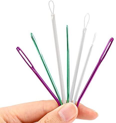 7 Stück Gebogen Stopfnadeln mit Großen Öhr Nähen Nadeln Stumpfe Nadeln Stricknadeln Set Wollnadeln Garnstricknadeln für Hand Nähen Tapisser Handwerk