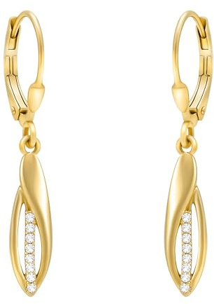 SOFIA MILANI - Damen Ohrringe 925 Silber - vergoldet/golden & mit Zirkonia Steinen - Oval Ohrhänger - E2165