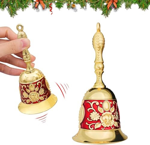 Campanelle, yisight Campanello a Mano, Campanella Natalizia, Campanello da Tavolo, Cena di Ricevimento Servizio Alberghiero Preghiera di Meditazione e Decorazione Domestica (oro rosso)