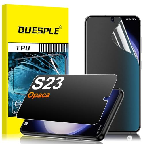 QUESPLE Privacy Pellicola Opaca per Samsung Galaxy S23 [2 Pezzi], Anti-Impronte e Antiriflesso, 3D Copertura Completa Opaco Anti-Spia TPU Film Protettiva Schermo